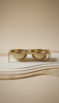 Brushed Brass Pet Food Bowl Set