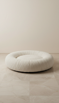 Boucle Cat Bed in Cream Linen